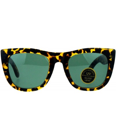 Square Impact Resistant Glass Lens Sunglasses Womens Fashion Square Frame - Tortoise (Green) - CJ1890ASKDA $8.36