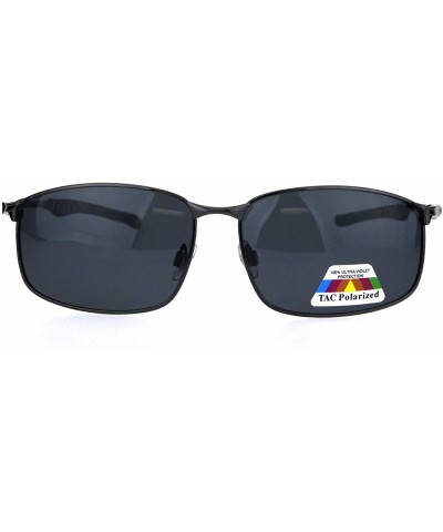 Sport Mens TAC Polarized Lens Rectangular Agent Metal Rim Sport Sunglasses - Gunmetal Black - CD18HGIZDWX $9.51