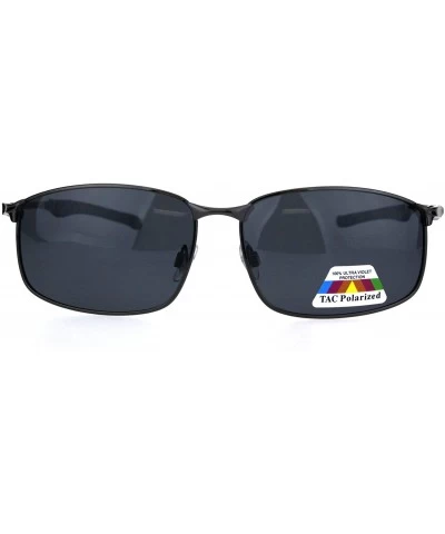 Sport Mens TAC Polarized Lens Rectangular Agent Metal Rim Sport Sunglasses - Gunmetal Black - CD18HGIZDWX $22.70
