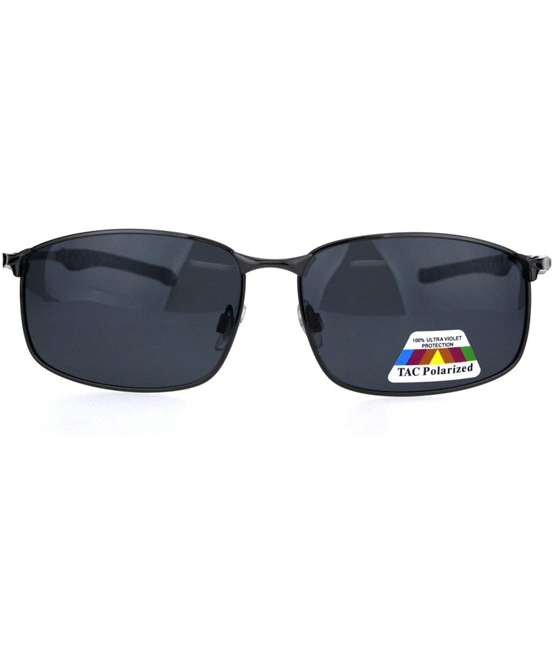 Sport Mens TAC Polarized Lens Rectangular Agent Metal Rim Sport Sunglasses - Gunmetal Black - CD18HGIZDWX $22.70