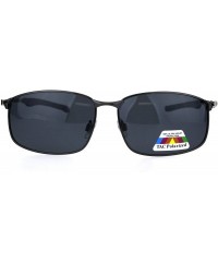 Sport Mens TAC Polarized Lens Rectangular Agent Metal Rim Sport Sunglasses - Gunmetal Black - CD18HGIZDWX $22.70