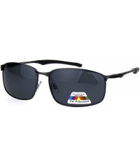 Sport Mens TAC Polarized Lens Rectangular Agent Metal Rim Sport Sunglasses - Gunmetal Black - CD18HGIZDWX $22.70