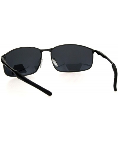 Sport Mens TAC Polarized Lens Rectangular Agent Metal Rim Sport Sunglasses - Gunmetal Black - CD18HGIZDWX $22.70