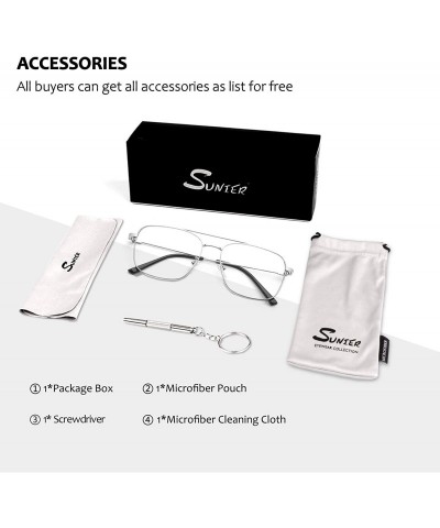 Aviator Clear Lens Non Prescription Glasses Metal Frame Pilot Eyewear Men Women P50 - 1 Silver - CF18A0XO07I $13.79