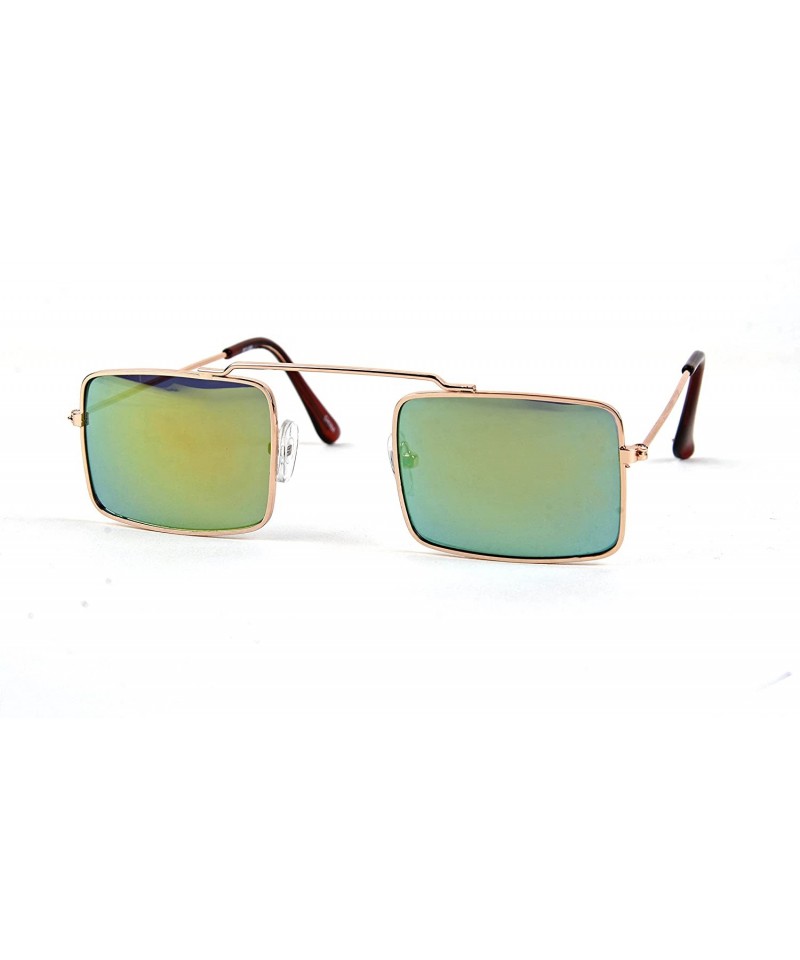 Rectangular Hippie Retro Square Gothic Vampire Sunglasses P2196 - Gold-yellowmirror Lens - CM126OGY4M5 $11.68