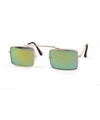 Rectangular Hippie Retro Square Gothic Vampire Sunglasses P2196 - Gold-yellowmirror Lens - CM126OGY4M5 $11.68