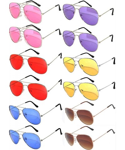 Aviator Classic Aviator Sunglasses Mix_Colored_Lens_silver_Frame - CB12NRXZQ4Z $25.50