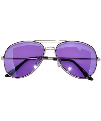 Aviator Classic Aviator Sunglasses Mix_Colored_Lens_silver_Frame - CB12NRXZQ4Z $25.50