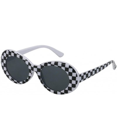 Rimless Bold Retro Oval Mod Thick Frame Sunglasses Round Lens Kurt Cobain Clout Goggles - Lattice - C618HLNILXW $11.38