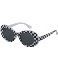 Rimless Bold Retro Oval Mod Thick Frame Sunglasses Round Lens Kurt Cobain Clout Goggles - Lattice - C618HLNILXW $11.38