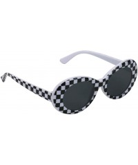 Rimless Bold Retro Oval Mod Thick Frame Sunglasses Round Lens Kurt Cobain Clout Goggles - Lattice - C618HLNILXW $11.38