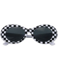 Rimless Bold Retro Oval Mod Thick Frame Sunglasses Round Lens Kurt Cobain Clout Goggles - Lattice - C618HLNILXW $11.38