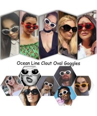 Rimless Bold Retro Oval Mod Thick Frame Sunglasses Round Lens Kurt Cobain Clout Goggles - Lattice - C618HLNILXW $11.38