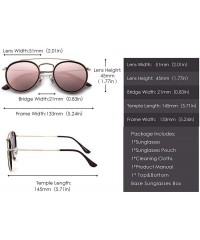 Aviator Small Polarized Round Sunglasses for Women Vintage Double Bridge Frame - Gold Frame / Polarized Mirror Pink Lens - CE...