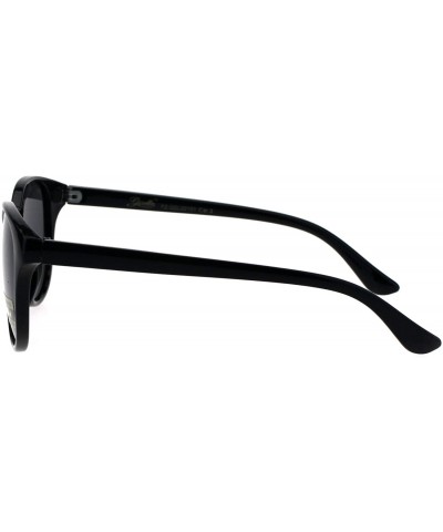 Rectangular Polarized Womens Keyhole Mod Classic Thin Plastic Horn Rim Sunglasses - All Black - CU18EGWD36O $23.71