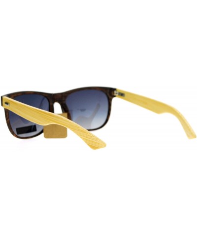 Wayfarer Polarized Lens Real Bamboo Temple Sunglasses Matted Horn Rim Frame - Wood Print (Brown) - CD1890X7ROA $13.46