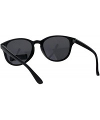 Rectangular Polarized Womens Keyhole Mod Classic Thin Plastic Horn Rim Sunglasses - All Black - CU18EGWD36O $14.04