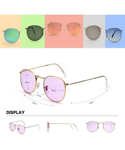 Shield John Lennon Vintage Round Sunglasses Metal Frame Candy Colors Men Women with Case 50mm - CJ18GMZ8IRS $10.96