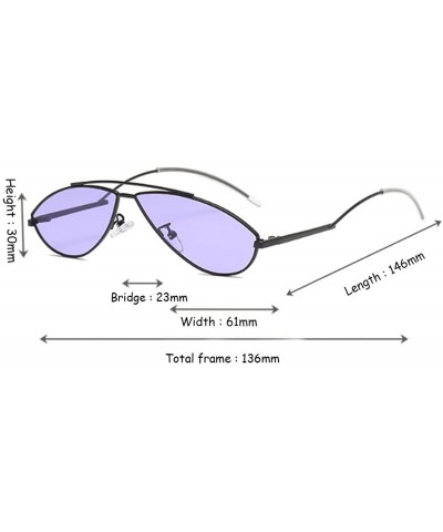 Oval Vintage Fashion Sunglasses Small Metal Frame Vintage Sunglasses - Black Purple Film - CY18EH3TQC0 $9.14