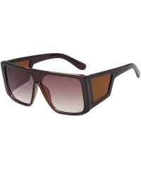 Square Square Sunglasses Unique Flat Top Night Vision Personality Women Men UV400 Brand Designer Decoration - Tawny - C818QSC...