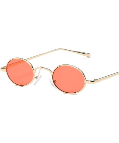 Oval Retro Small Oval Sunglasses for Women Unisex Metal Frame Vintage Color Lenses Sun Glasses UV400 - 3 - CO18QY34WG7 $54.53