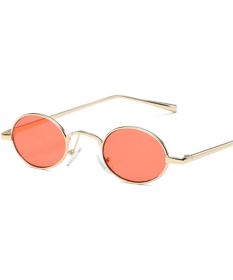 Oval Retro Small Oval Sunglasses for Women Unisex Metal Frame Vintage Color Lenses Sun Glasses UV400 - 3 - CO18QY34WG7 $28.36