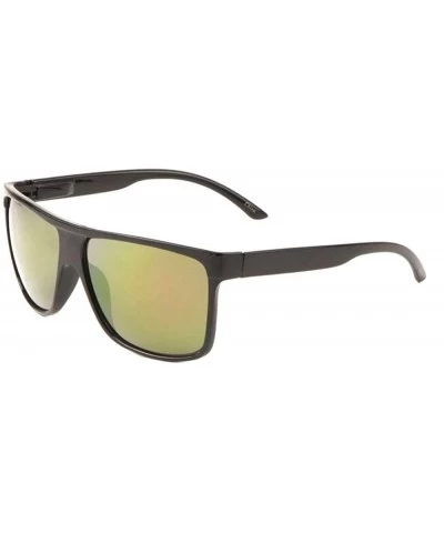 Square One Piece Frame Classic Square Color Mirror Sunglasses - Green - CG197XQ69OY $27.25