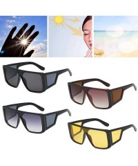 Square Square Sunglasses Unique Flat Top Night Vision Personality Women Men UV400 Brand Designer Decoration - Tawny - C818QSC...