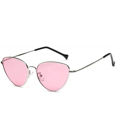 Oval Women Men Summer Vintage Retro Cat Eye Glasses Unisex Sunglasses - Pink - CU18TLXXQ4K $15.31