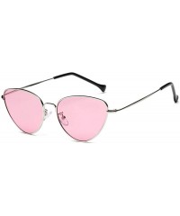 Oval Women Men Summer Vintage Retro Cat Eye Glasses Unisex Sunglasses - Pink - CU18TLXXQ4K $10.28