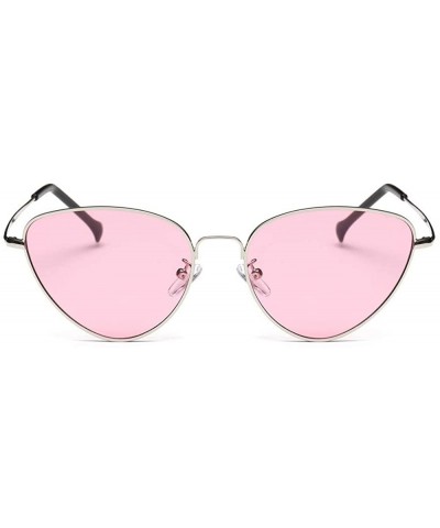 Oval Women Men Summer Vintage Retro Cat Eye Glasses Unisex Sunglasses - Pink - CU18TLXXQ4K $10.28