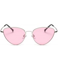 Oval Women Men Summer Vintage Retro Cat Eye Glasses Unisex Sunglasses - Pink - CU18TLXXQ4K $10.28