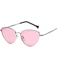 Oval Women Men Summer Vintage Retro Cat Eye Glasses Unisex Sunglasses - Pink - CU18TLXXQ4K $10.28