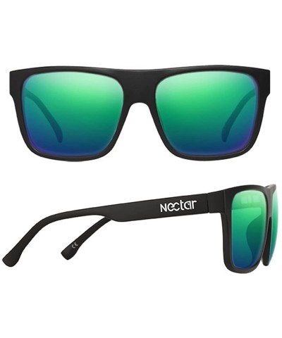 Square Modern Flat Top Black Flex Frame Polarized Sunglasses - The Empire - C2182ER0OWU $36.14