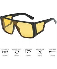 Square Square Sunglasses Unique Flat Top Night Vision Personality Women Men UV400 Brand Designer Decoration - Tawny - C818QSC...