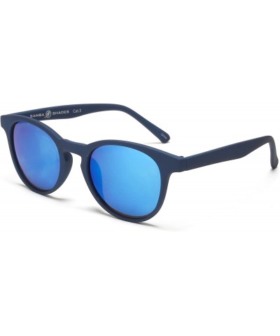 Wayfarer Miami Classic Round Horned Rim Sunglasses - Matte Blue - C212E0DX9R5 $25.82
