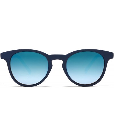 Wayfarer Miami Classic Round Horned Rim Sunglasses - Matte Blue - C212E0DX9R5 $13.97