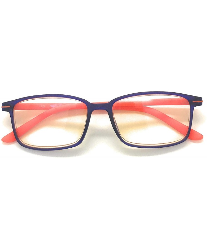 Wayfarer Computer Reading Glasses Reduce Eyestrain-Anti Blue Rays-UV Protection - Orange - CY18NRQZ948 $11.26