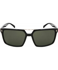Square Square Sunglasses Women Men Geometric Sunglasses Tinted Lens 1305A-SD - Black Frame/Green Lens - CM18NTG94NC $7.92