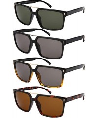 Square Square Sunglasses Women Men Geometric Sunglasses Tinted Lens 1305A-SD - Black Frame/Green Lens - CM18NTG94NC $7.92