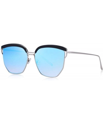 Oversized DESIGN Women Classic Cat Eye Sunglasses 100% UV Protection C03 Blue - C03 Blue - CO18YZW8AN9 $15.17