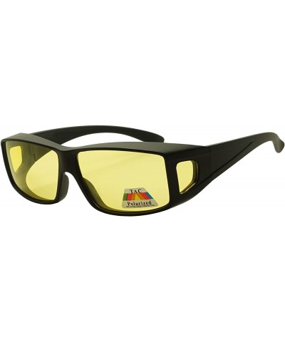 Sport Fit Over Wrap Sunglasses w/ Super Dark Polarized Lens - Size Medium Wear Over - Matte Black - CB186S6XKXQ $15.10