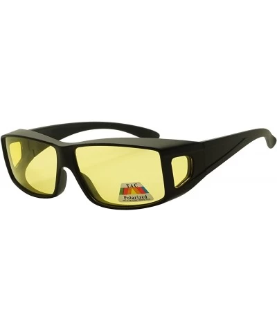 Sport Fit Over Wrap Sunglasses w/ Super Dark Polarized Lens - Size Medium Wear Over - Matte Black - CB186S6XKXQ $27.25