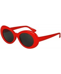 Cat Eye Bold Retro Oval Mod Thick Frame Sunglasses Round Lens Kurt Cobain Clout Goggles - Red - CQ18HLT48SC $10.32