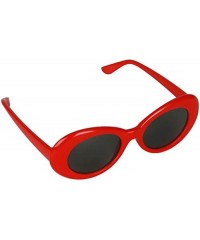 Cat Eye Bold Retro Oval Mod Thick Frame Sunglasses Round Lens Kurt Cobain Clout Goggles - Red - CQ18HLT48SC $10.32