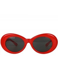 Cat Eye Bold Retro Oval Mod Thick Frame Sunglasses Round Lens Kurt Cobain Clout Goggles - Red - CQ18HLT48SC $10.32