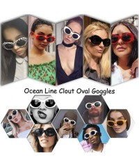 Cat Eye Bold Retro Oval Mod Thick Frame Sunglasses Round Lens Kurt Cobain Clout Goggles - Red - CQ18HLT48SC $10.32