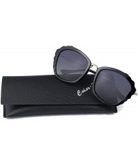 Rectangular Polarized Sunglasses for unisex adult Vintage Retro Round Mirrored Lens - Black - C318XESO6I5 $14.68