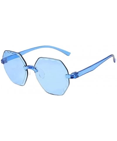 Rimless Retro Sunglasses Summer Frameless Sunglasses Colorful Fashion Shades Rimless Sunglasses - Blue - CO1900YDCQ5 $19.21