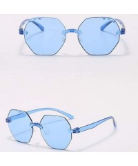 Rimless Retro Sunglasses Summer Frameless Sunglasses Colorful Fashion Shades Rimless Sunglasses - Blue - CO1900YDCQ5 $12.13